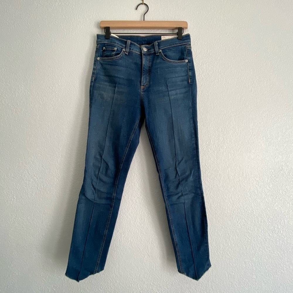 Rag & Bone High Rise Skinny Ankle Raw Pointed Hem Jeans